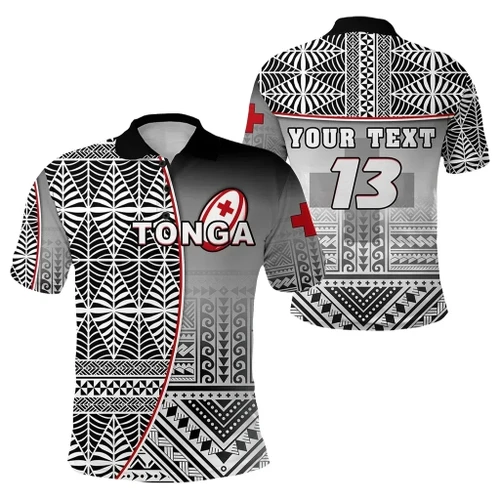 Rugbylife Polo Shirt - (Custom Personalised) Tonga Rugby Polo Shirt Impressive Version Black - Custom Text and Number K13
