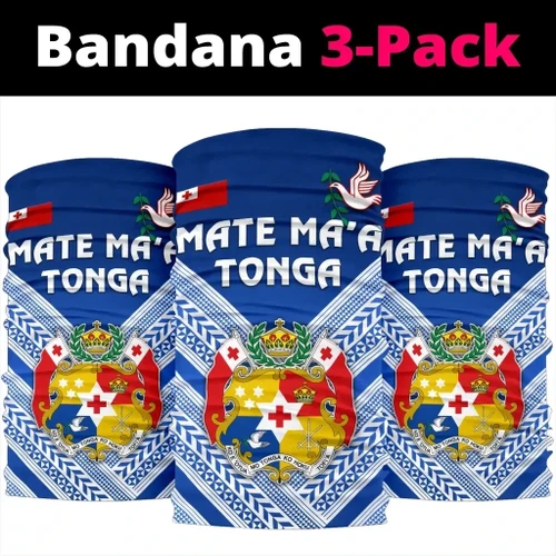 Rugbylife Bandana - Mate Ma'a Tonga Rugby Bandana 3-Pack Polynesian Creative Style - Blue K8