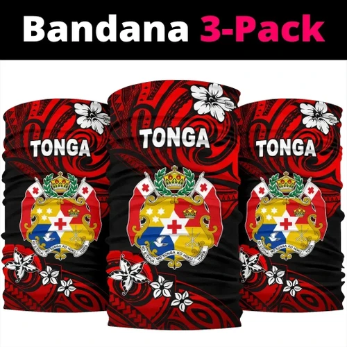 Rugbylife Bandana - Mate Ma'a Tonga Rugby Bandana 3-Pack Polynesian Unique Vibes - Red K8