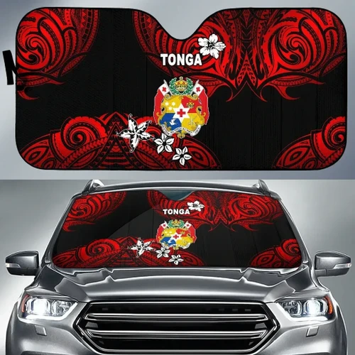 Rugbylife Auto Sun Shades - Mate Ma'a Tonga Rugby Auto Sun Shades Polynesian Unique Vibes - Red K8