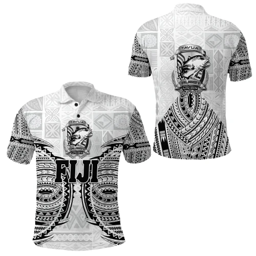 Rugbylife Polo Shirt - Fiji Tavua Rugby Tapa Polo Shirt Polynesian - White K36