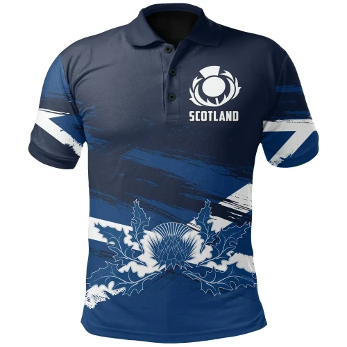 Rugbylife Polo Shirt - Scotland Rugby Polo Shirt Grunge Version TH5