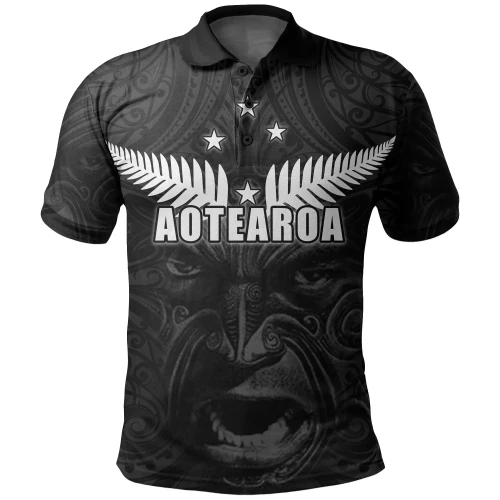 Rugbylife Polo Shirt - New Zealand Rugby The Haka Tatto Face Polo Shirt TH4