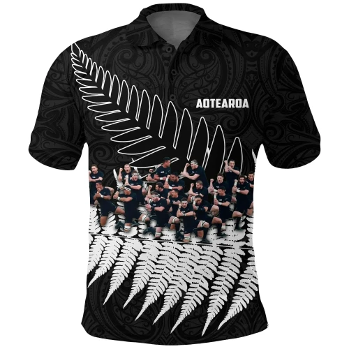 Rugbylife Polo Shirt - New Zealand Haka Rugby Polo Shirt - Best Silver Fern Black K4