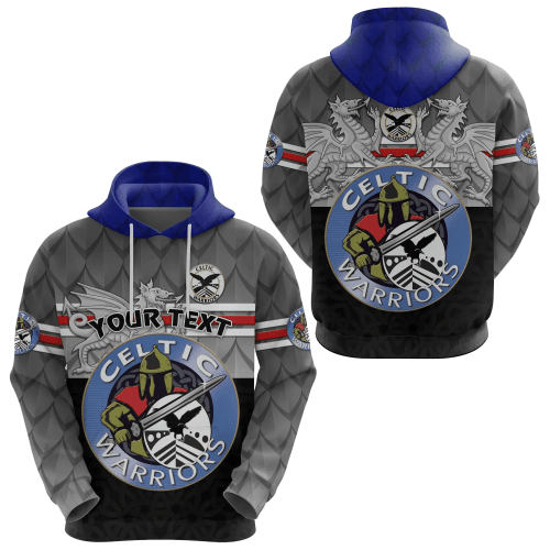 Rugbylife Hoodie - (Custom Personalised) Welsh Rugby Union - Celtic Warriors Hoodie Original Style - Gray