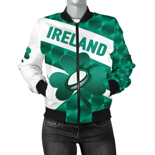 Rugbylife Jacket - Ireland Rugby Women Bomber Jacket Sporty Style K8