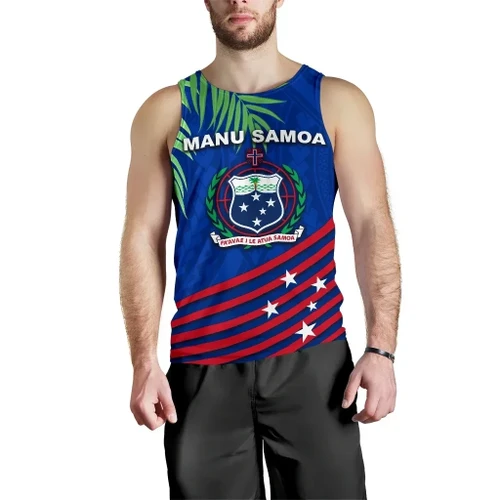 Rugbylife Tank Top - Samoa Men Tank Top Coconut Leaves Rugby Style K13