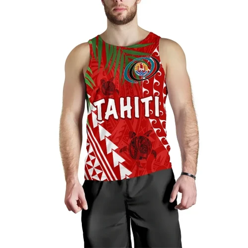Rugbylife Tank Top - Tahiti Rugby Men Tank Top Coconut Leaves K13