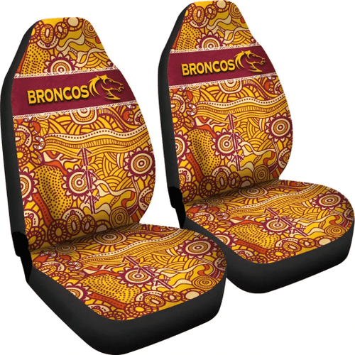 Rugby Life Car Seat Cover - Brisbane Broncos Car Seat Covers Aboriginal Patterns TH4
