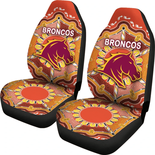 Rugby Life Car Seat Cover - Brisbane Car Seat Covers Broncos Indigenous Warm Vibes K8