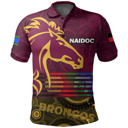 Rugby Life Polo Shirt - Naidoc Brisbane Broncos Polo Shirt Aboriginal TH4