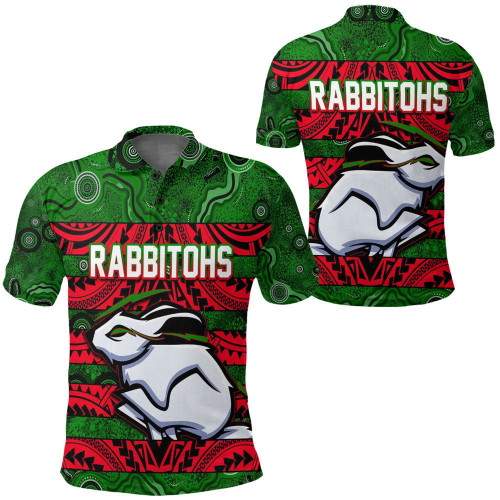 Rugby Life Clothing -  South Sydney Rabbitohs Aboriginal Tattoo Style Polo Shirts A31