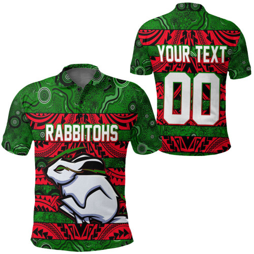 (Custom) Rugby Life Clothing - South Sydney Rabbitohs Aboriginal Tattoo Polo Shirts A31