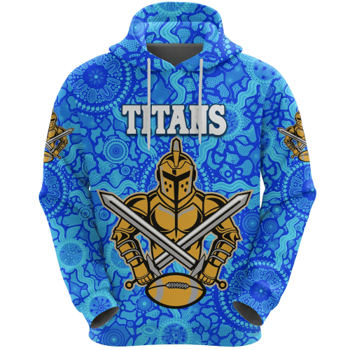 Rugby Life Hoodie - Gold Coast Titans Hoodie Indigenous Country Style - Light Blue K36