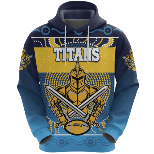 Rugby Life Hoodie - Gold Coast Titans Hoodie Indigenous Country Style - Navy K36