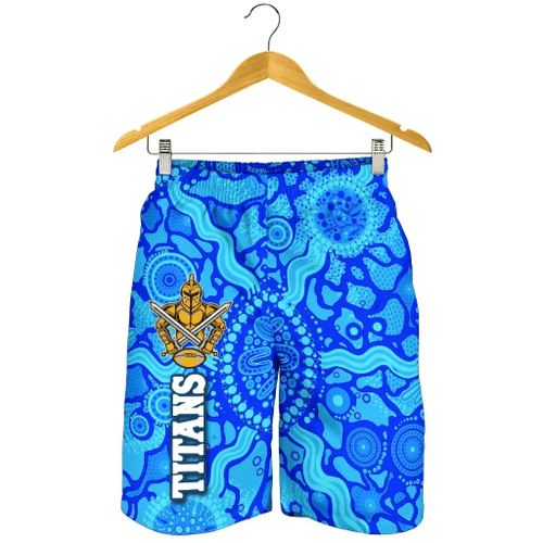 Rugby Life Short - Gold Coast Titans Men Shorts Indigenous Country Style - Light Blue K36