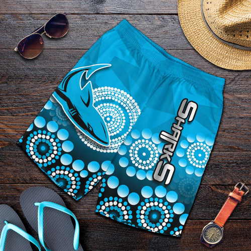 Rugby Life Short - Cronulla-Sutherland Sharks All Over Print Men's Shorts Aboriginal Mix 3D Patterns TH4