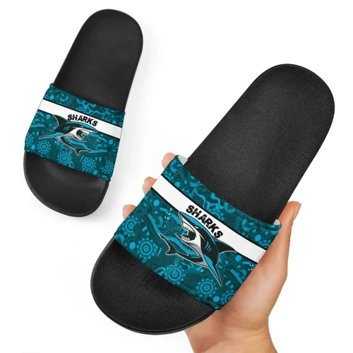 Rugby Life Sandals - Sharks Slide Sandals Cronulla Aboriginal Power Style TH12