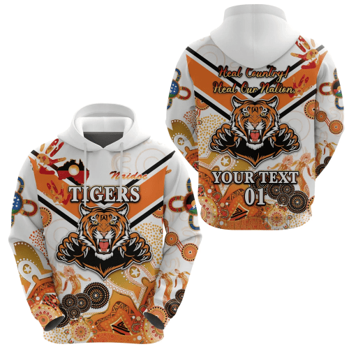 Rugby Life Hoodie - (Custom Personalised) Wests Hoodie Tigers Indigenous Naidoc Heal Country! Heal Our Nation - White, Custom Text And Number