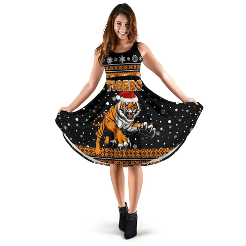 Rugby Life Dress - Wests Christmas Women's Dress Tigers Unique Vibes - Black K8