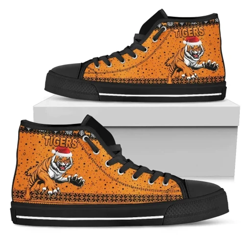 Rugby Life Footwear - Wests Christmas High Top Shoe Tigers Unique Vibes - Orange K8