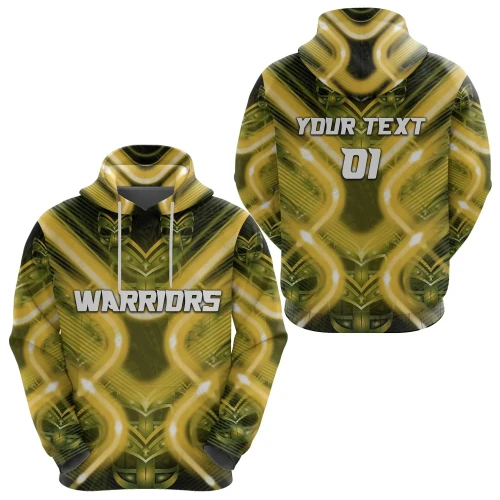 (Custom Personalised) New Zealand Warriors Rugby Hoodie Original Style - Gold, Custom Text And Number A7