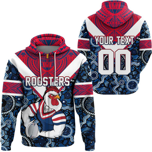 (Custom) Rugby Life Clothing - Sydney Roosters Aboriginal Tattoo Zip Hoodie A31