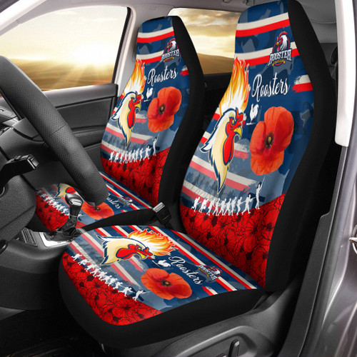 Rugby Life Car Seat Covers - Sydney Roosters Style Anzac Day New Car Seat Covers A35