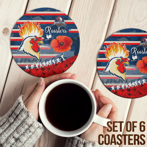 Rugby Life Coasters (Sets of 6) - Sydney Roosters Style Anzac Day New Coasters A35