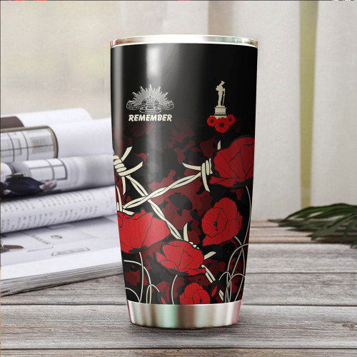 (Custom) Anzac Day Camouflage Poppy & Barbed Wire Tumbler A31