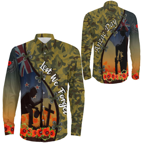 Anzac Day Camouflage Soldier Long Sleeve Button Shirt A95