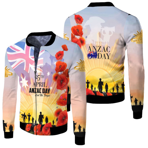 Anzac Day Australia Poppy - Fleece Winter Jacket A95