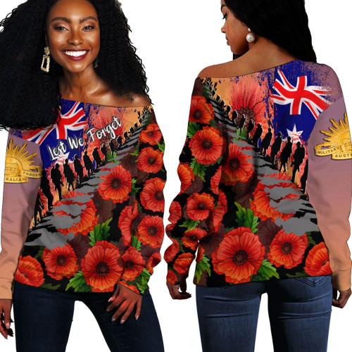 Anzac Day Poppys - Off Shoulder Sweaters A95