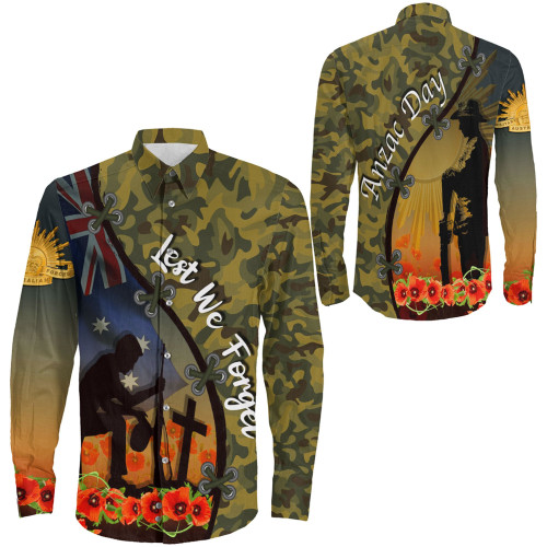 Anzac Day Camouflage Soldier Australian - Long Sleeve Button Shirt A95