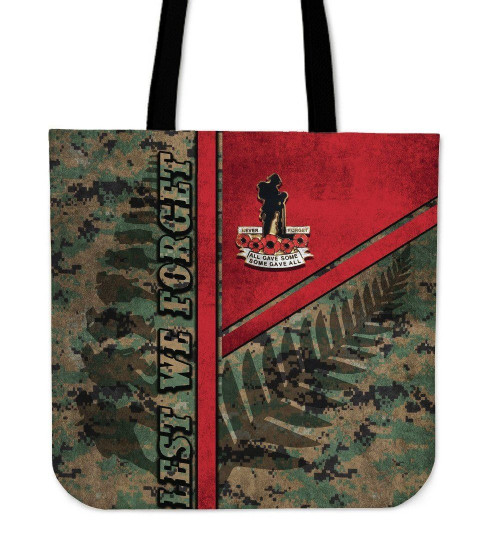 Anzac New Zealand Tote Bag Lest We Forget Camo - Road to Peace K4