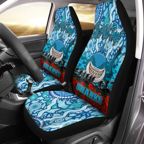 Cronulla-Sutherland Sharks Car Seat Cover - Anzac Day Lest We Forget A31B