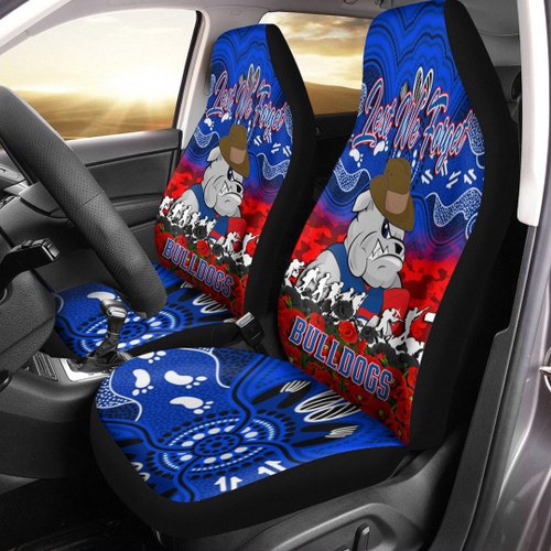Western Bulldogs Car Seat Cover - Anzac Day Lest We Forget A31B