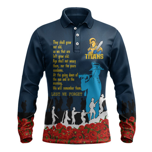 Gold Coast Titans Long Sleeve Polo Shirt, Anzac Day For the Fallen A31B
