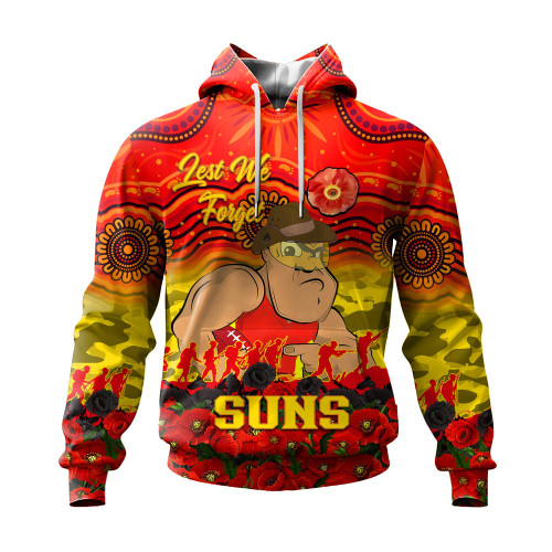 (Custom) Gold Coast Suns Hoodie, Anzac Day Lest We Forget A31B