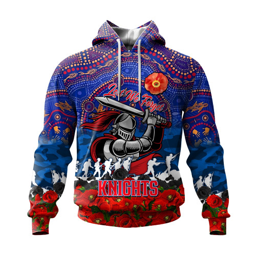 (Custom) Newcastle Knights Hoodie, Anzac Day Lest We Forget A31B