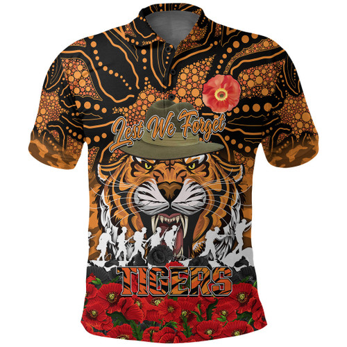 (Custom) Wests Tigers Polo Shirt, Anzac Day Lest We Forget A31B