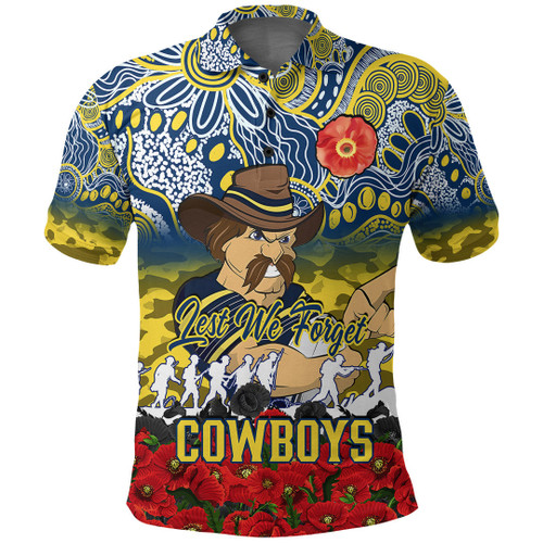 (Custom) North Queensland Cowboys Polo Shirt, Anzac Day Lest We Forget A31B