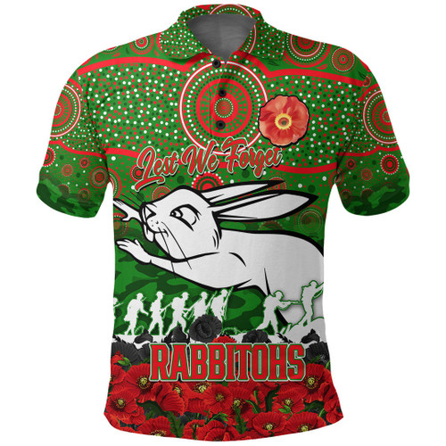 (Custom) South Sydney Rabbitohs Polo Shirt, Anzac Day Lest We Forget A31B