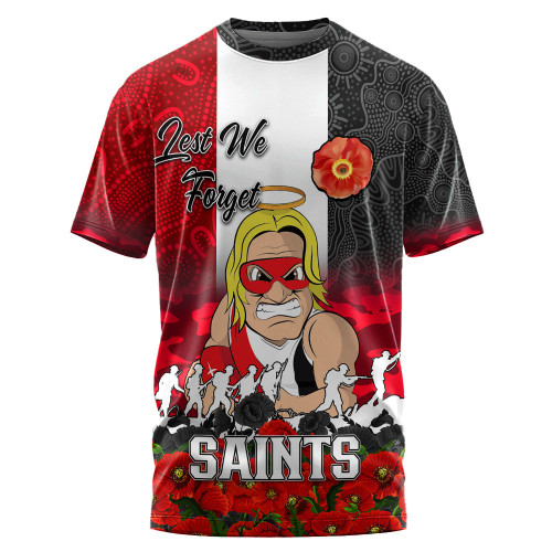 (Custom) St Kilda Saints T-shirt, Anzac Day Lest We Forget A31B