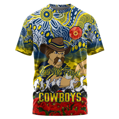 (Custom) North Queensland Cowboys T-shirt, Anzac Day Lest We Forget A31B