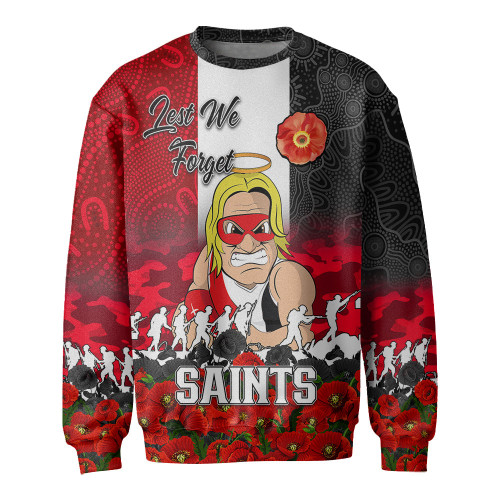 (Custom) St Kilda Saints Sweatshirt, Anzac Day Lest We Forget A31B