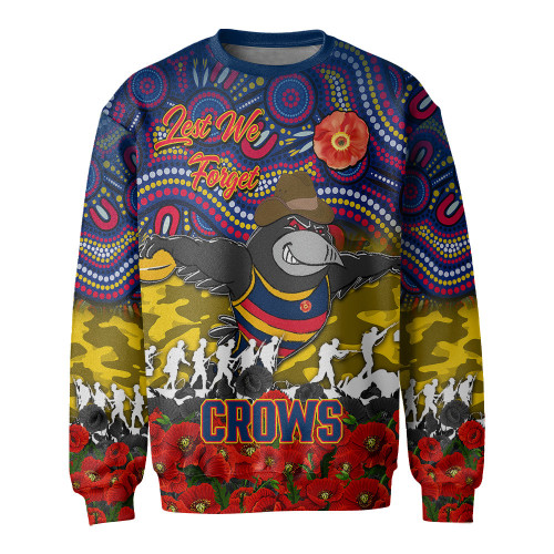 (Custom) Adelaide Crows Sweatshirt, Anzac Day Lest We Forget A31B