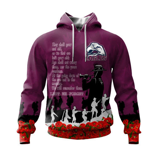 Manly Warringah Sea Eagles Hoodie, Anzac Day For the Fallen A31B