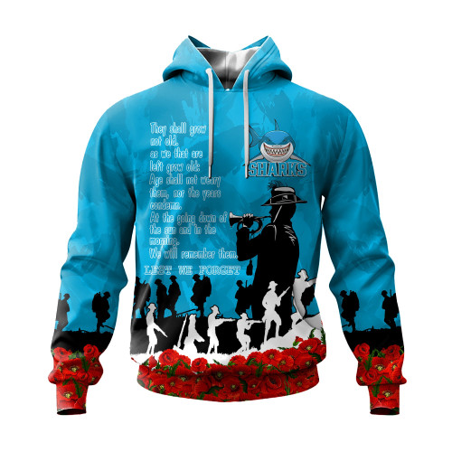 Cronulla-Sutherland Sharks Hoodie, Anzac Day For the Fallen A31B