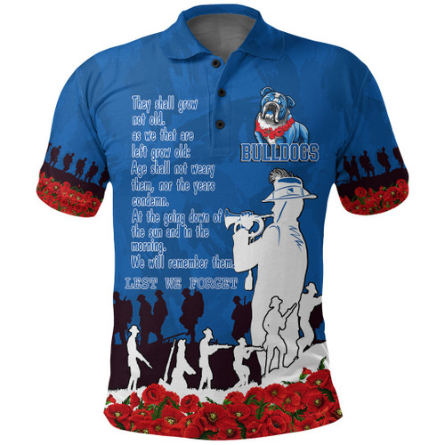 Canterbury-Bankstown Bulldogs Polo Shirt, Anzac Day For the Fallen A31B